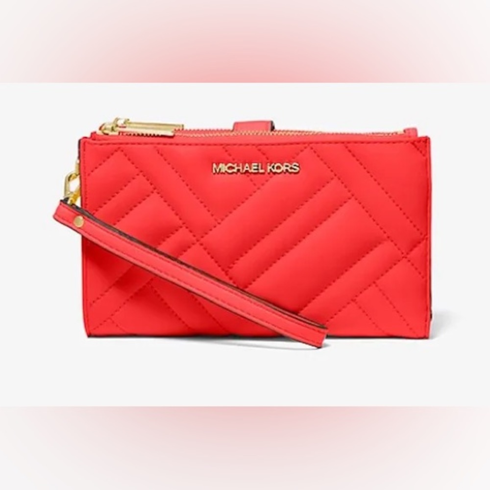 Michael Kors Orange quilted leather wallet with phone case